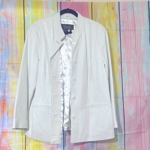 Leather jacket (white) 100% leather